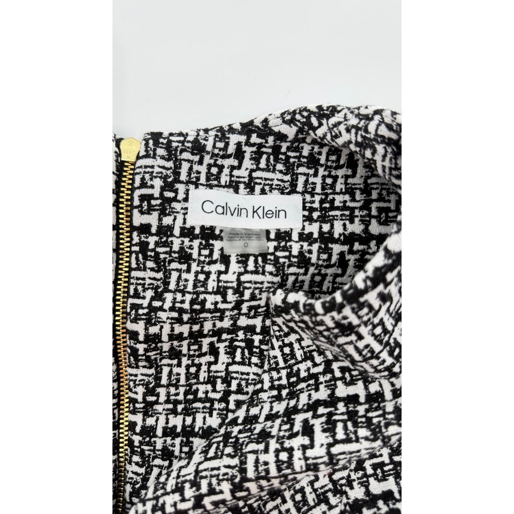 Calvin Klein 0 Sheath Dress Black and White Tweed Professional Dark Academia - Picture 4 of 5